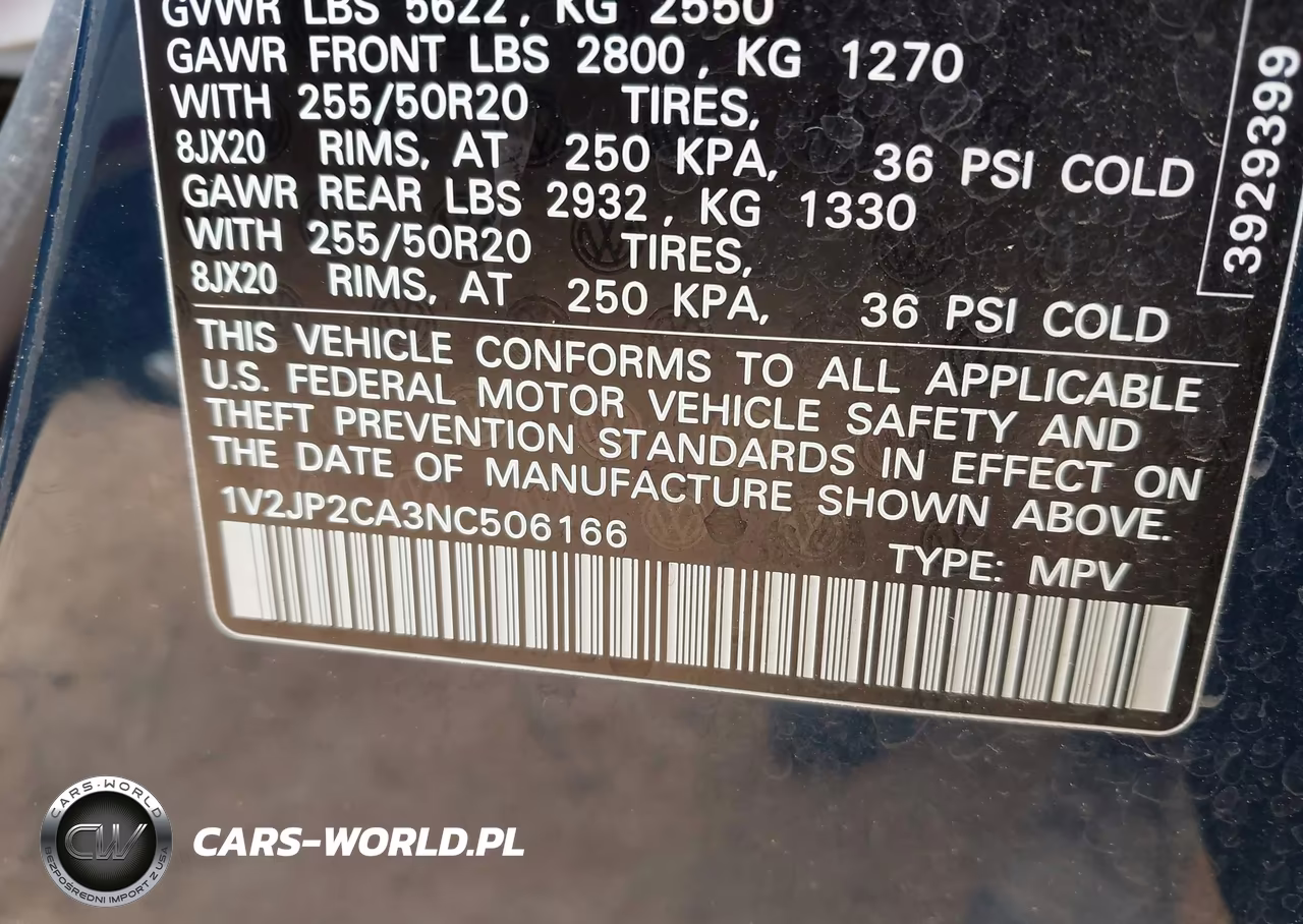 2022 Volkswagen Atlas 2.0T Se W-Technology VIN:1V2JP2CA3NC506166 - 9