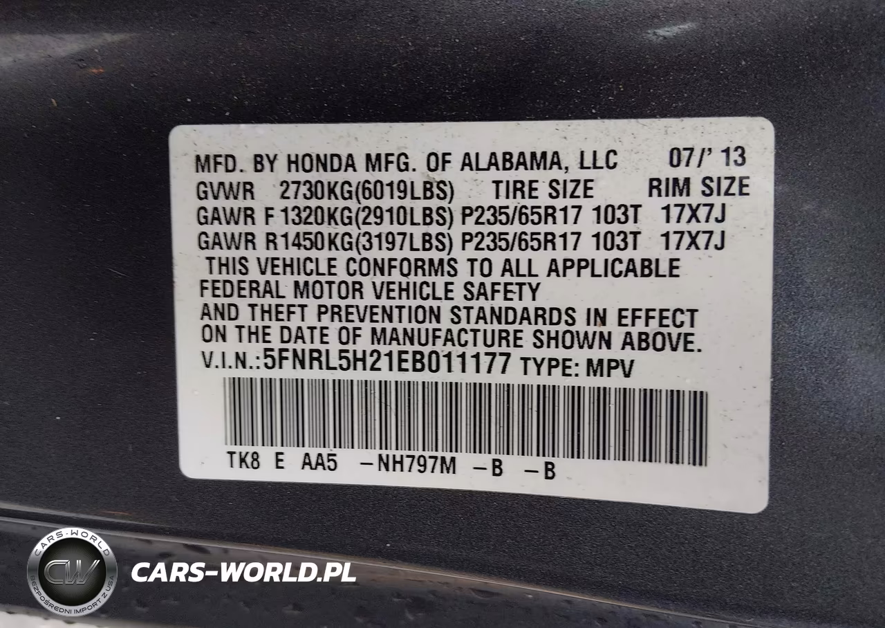 2014 Honda Odyssey Lx VIN:5FNRL5H21EB011177 - 9