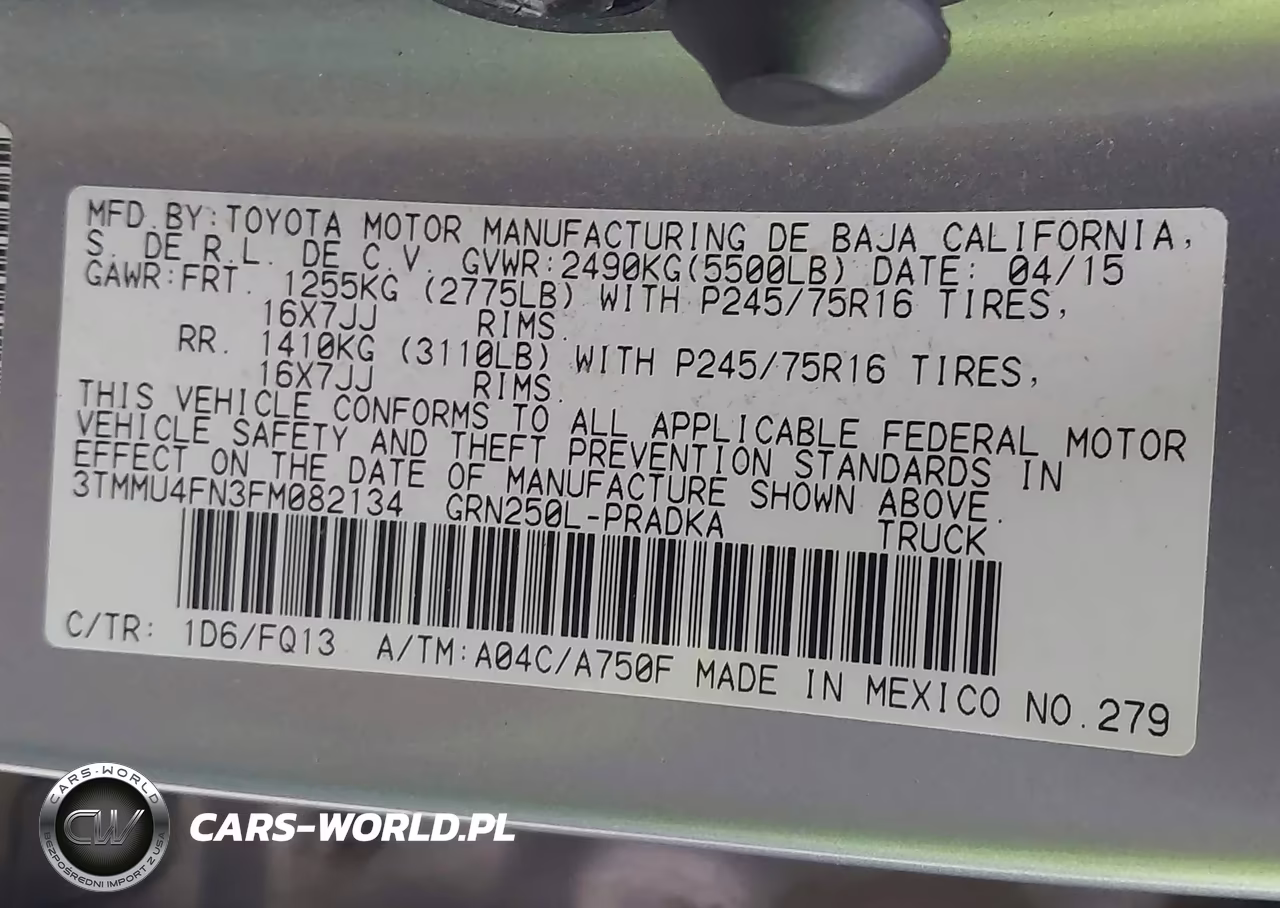 2015 Toyota Tacoma Base V6 VIN:3TMMU4FN3FM082134 - 9