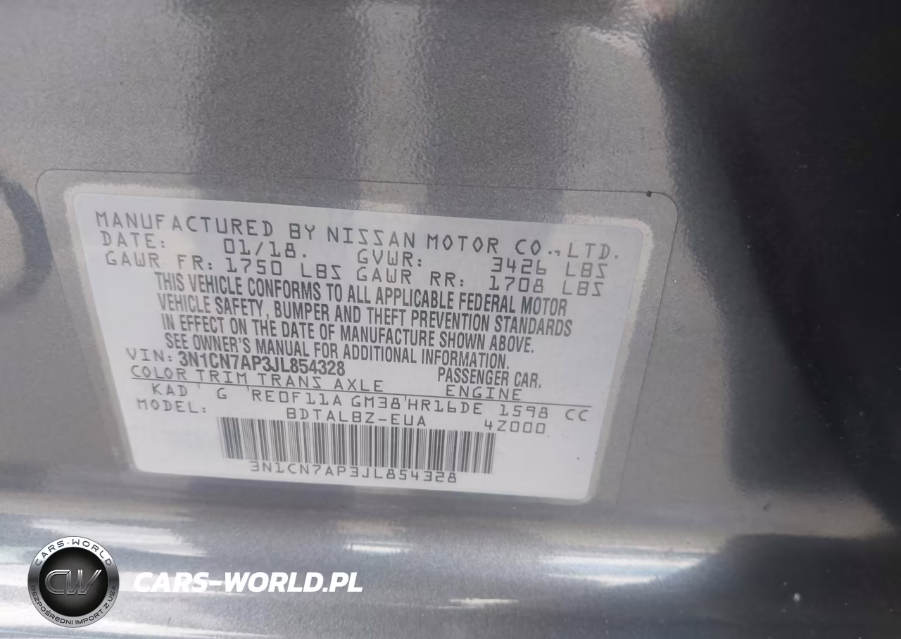 2018 Nissan Versa 1.6 Sv VIN:3N1CN7AP3JL854328 - 9