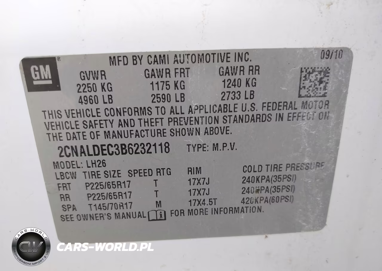 2011 Chevrolet Equinox 1Lt VIN:2CNALDEC3B6232118 - 9