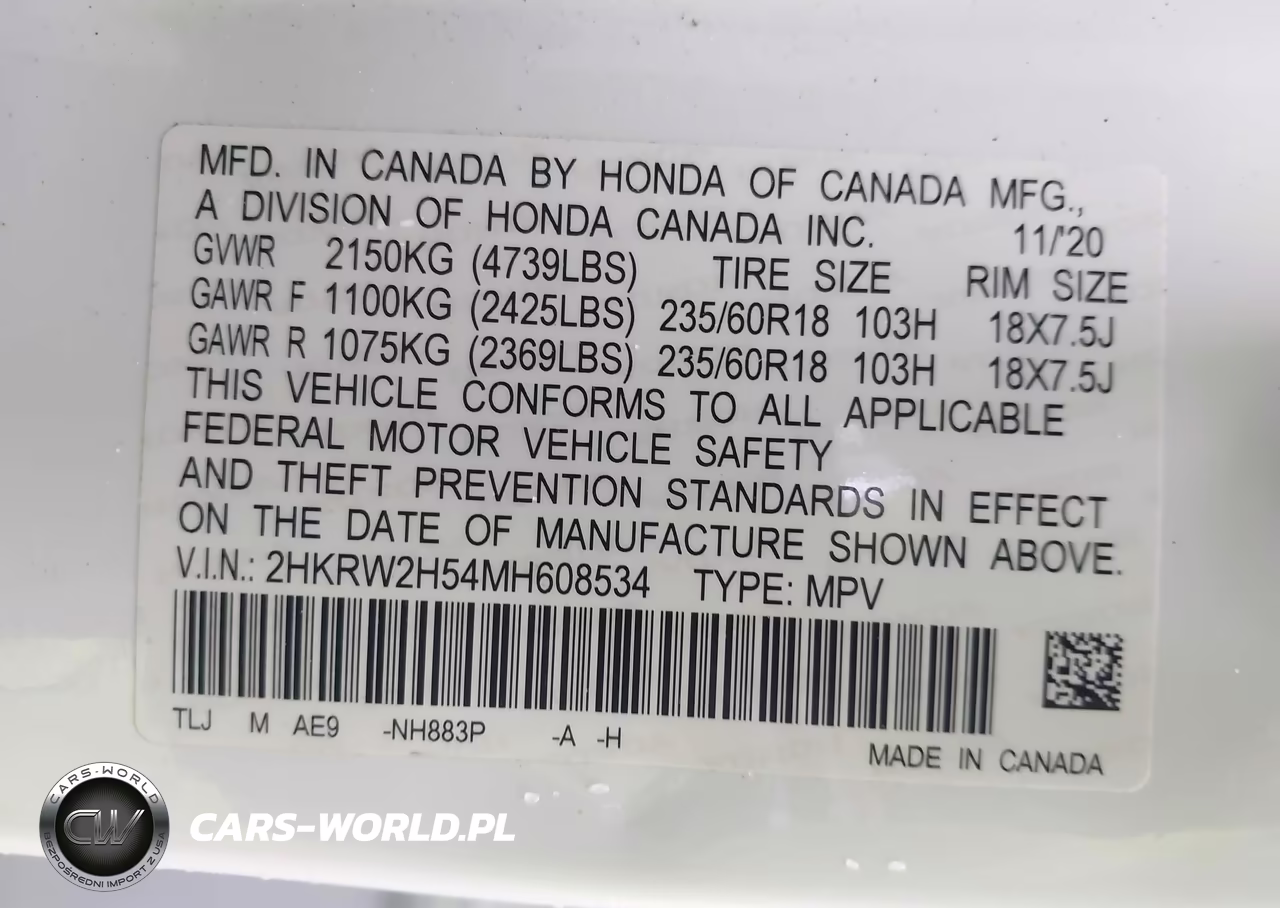 2021 Honda Cr-V Awd Ex VIN:2HKRW2H54MH608534 - 9