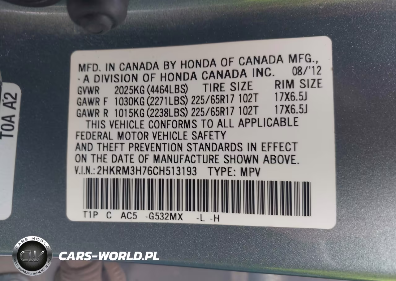 2012 Honda Cr-V Ex-L VIN:2HKRM3H76CH513193 - 9
