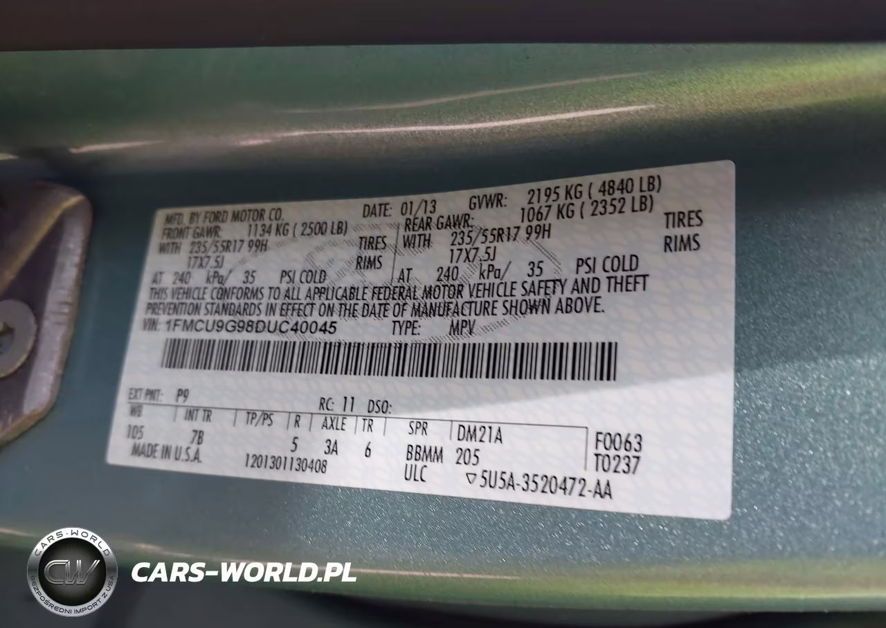 2013 Ford Escape Se VIN:1FMCU9G98DUC40045 - 9