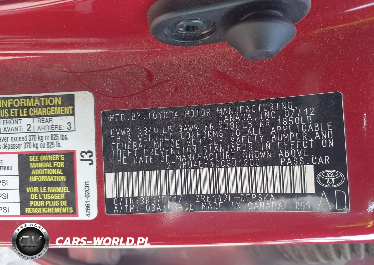 2012 Toyota Corolla S VIN:2T1BU4EE4CC901200 - 9