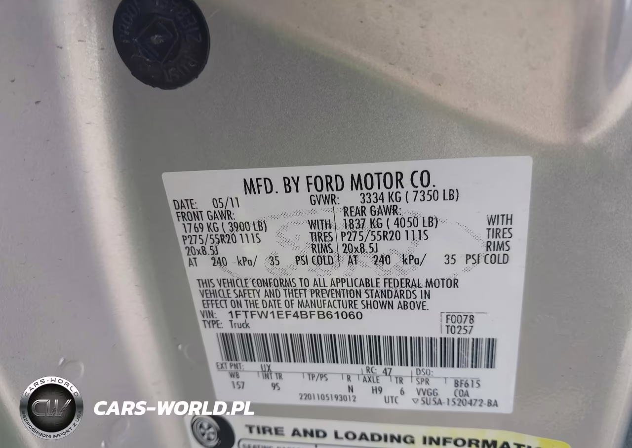 2011 Ford F-150 Platinum VIN:1FTFW1EF4BFB61060 - 9