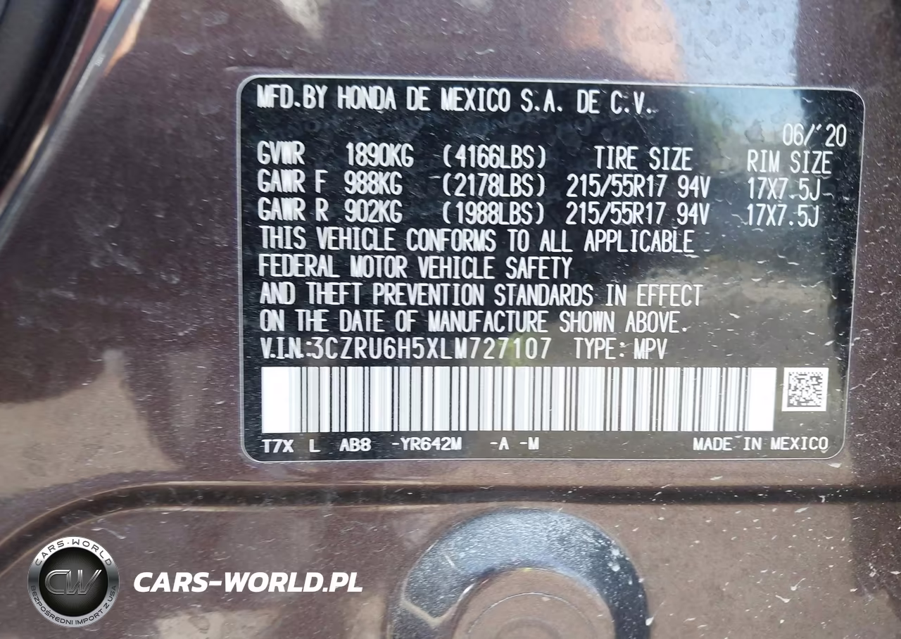 2020 Honda Hr-V Awd Ex VIN:3CZRU6H5XLM727107 - 9