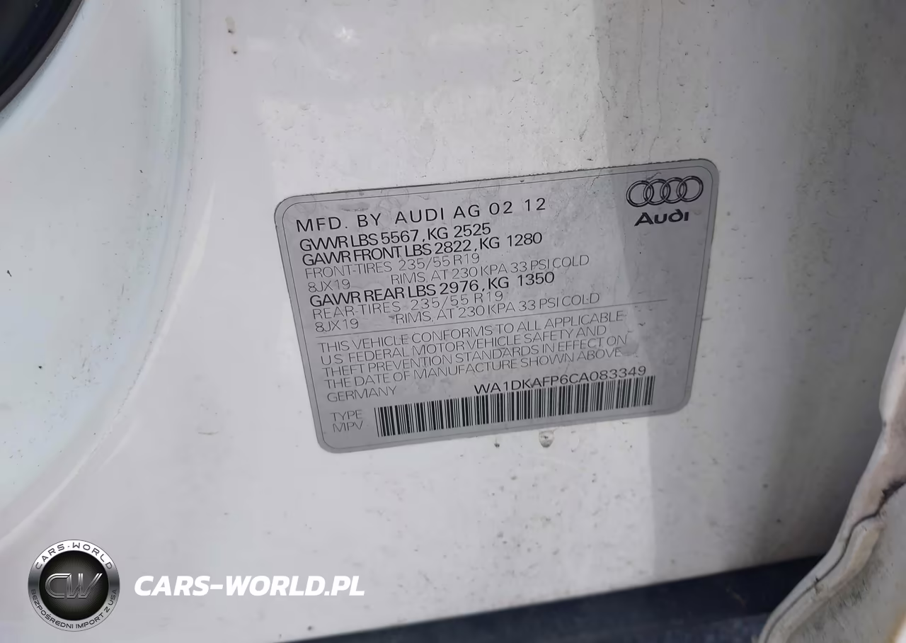 2012 Audi Q5 3.2 Premium Plus VIN:WA1DKAFP6CA083349 - 9