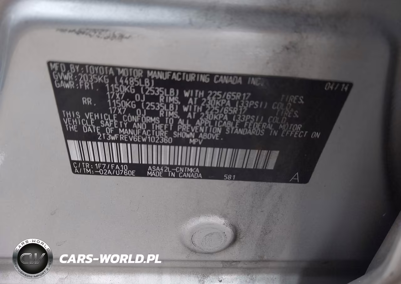 2014 Toyota Rav4 Xle VIN:2T3WFREV6EW102360 - 9