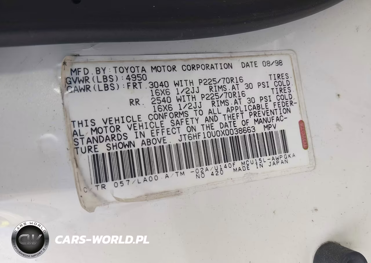1999 Lexus Rx 300 VIN:JT6HF10U0X0038663 - 9