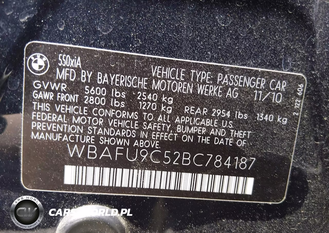2011 BMW 550I xDrive VIN:WBAFU9C52BC784187 - 9