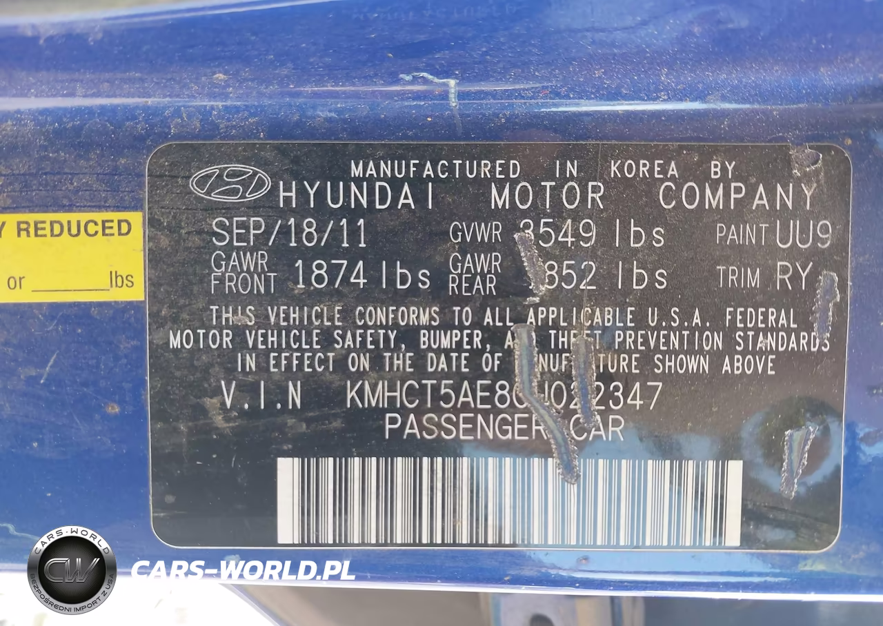 2012 Hyundai Accent Gs VIN:KMHCT5AE8CU022347 - 9