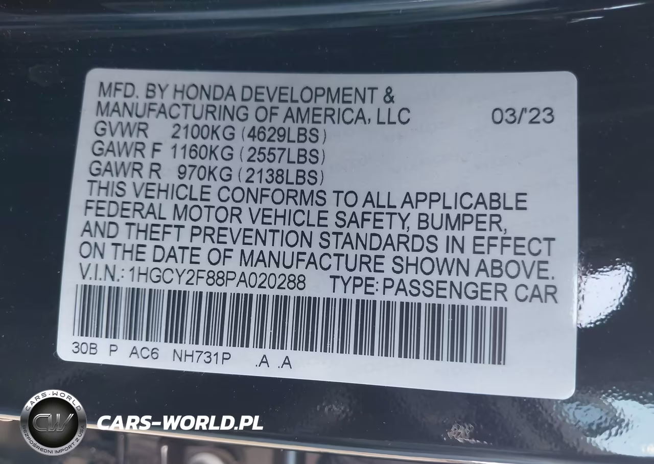 2023 Honda Accord Hybrid Touring VIN:1HGCY2F88PA020288 - 9
