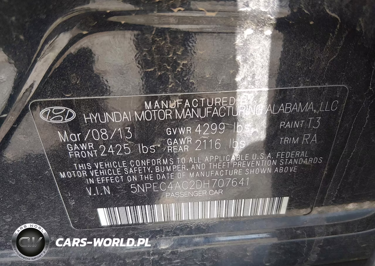 2013 Hyundai Sonata Limited VIN:5NPEC4AC2DH707641 - 9