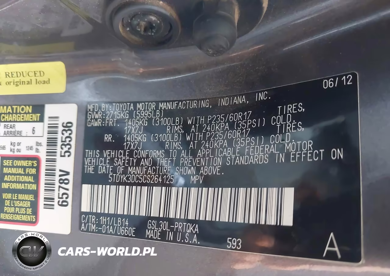 2012 Toyota Sienna Xle V6 8 Passenger VIN:5TDYK3DC5CS264125 - 9