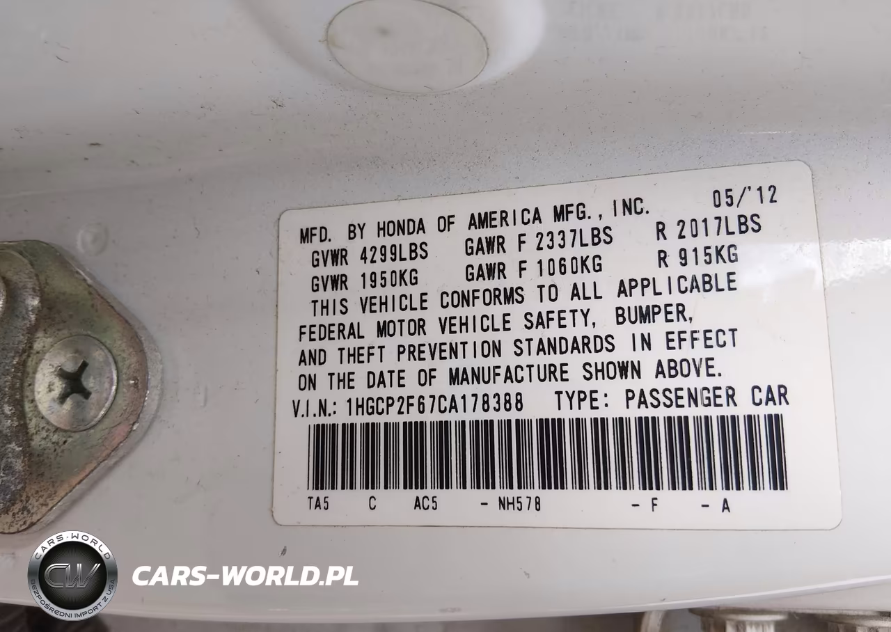 2012 Honda Accord 2.4 Se VIN:1HGCP2F67CA178388 - 9