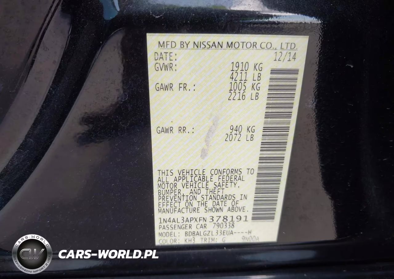 2015 Nissan Altima 2.5 S VIN:1N4AL3APXFN378191 - 9