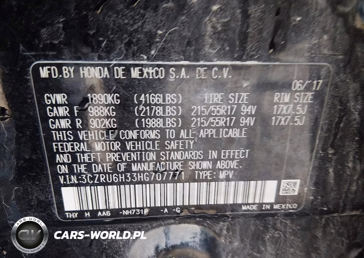 2017 Honda Hr-V Lx VIN:3CZRU6H33HG707771 - 9