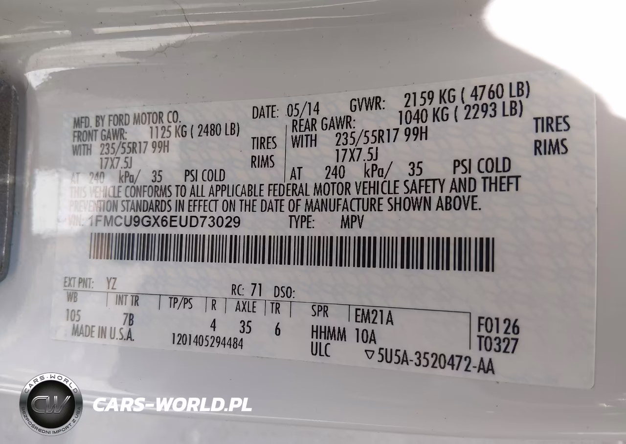 2014 Ford Escape Se VIN:1FMCU9GX6EUD73029 - 9
