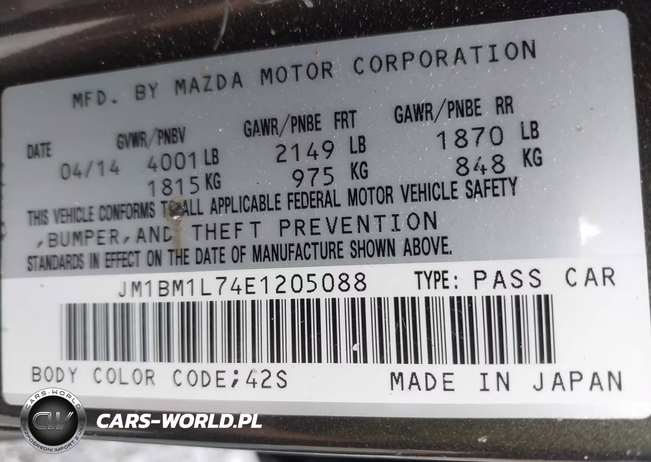 MAZDA MAZDA3 VIN:JM1BM1L74E1205088 - 9