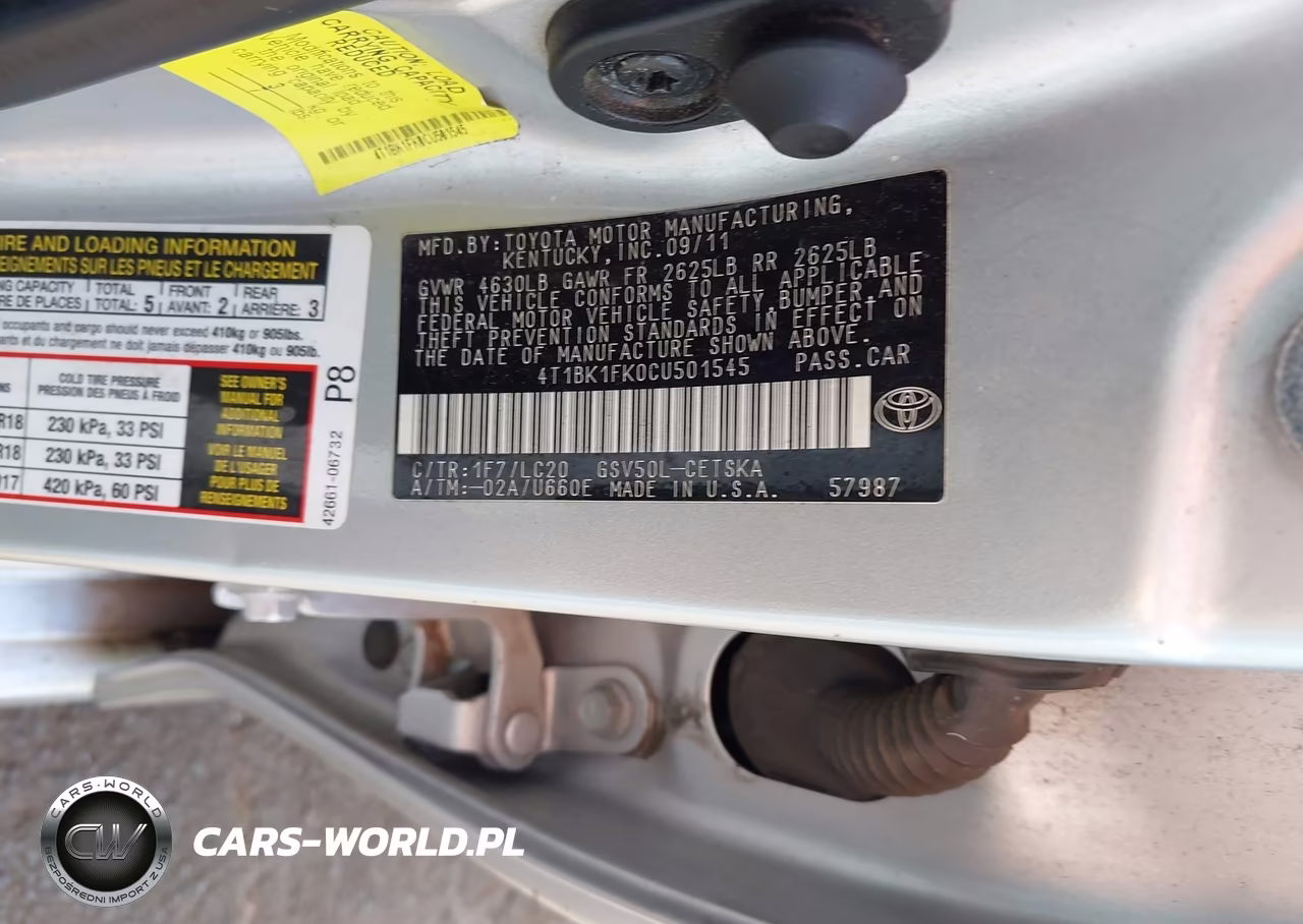 2012 Toyota Camry Se V6 VIN:4T1BK1FK0CU501545 - 9