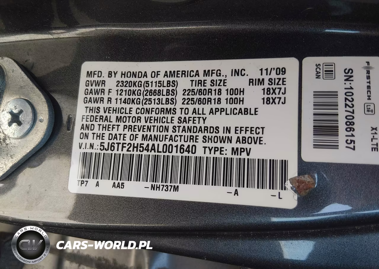 2010 Honda Accord Crosstour Ex-L VIN:5J6TF2H54AL001640 - 9