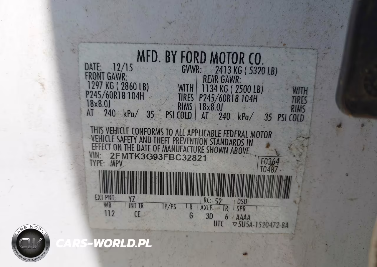 2015 Ford Edge Se VIN:2FMTK3G93FBC32821 - 9