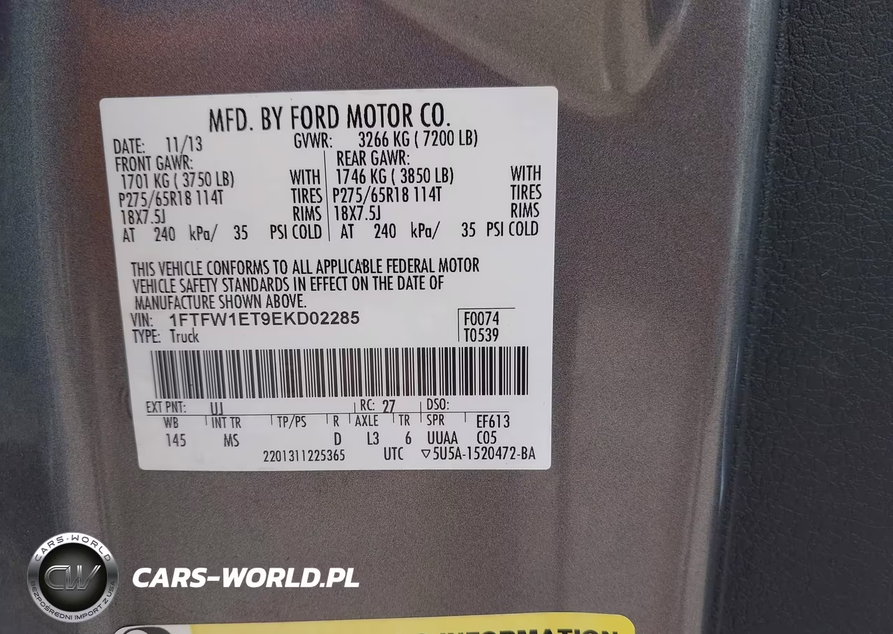 2014 Ford F-150 Xlt VIN:1FTFW1ET9EKD02285 - 9