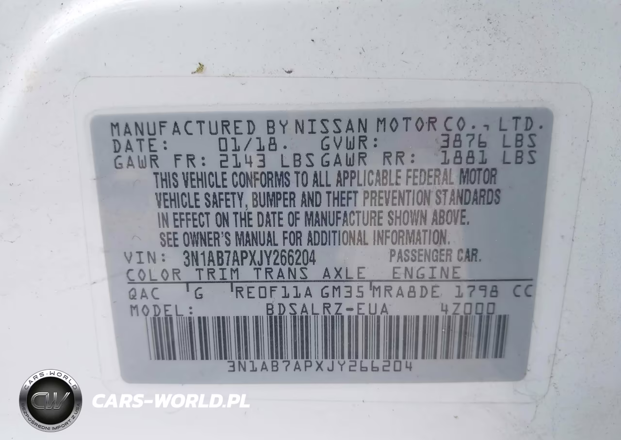 2018 Nissan Sentra Sr VIN:3N1AB7APXJY266204 - 9