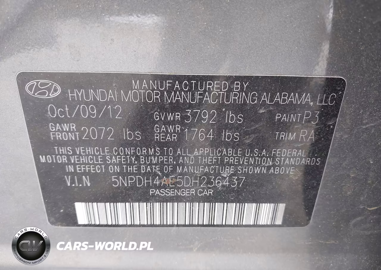 2013 Hyundai Elantra Gls VIN:5NPDH4AE5DH236437 - 9