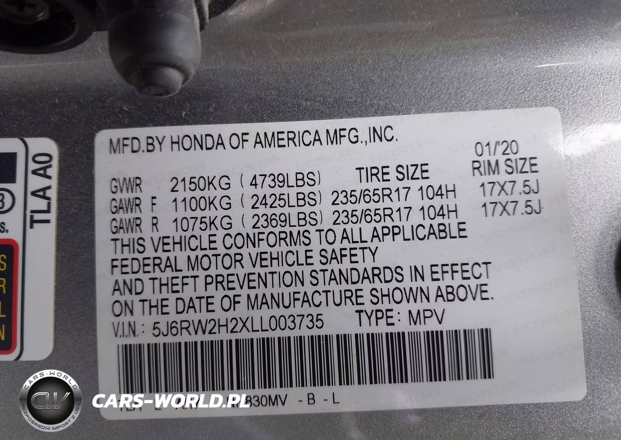 2020 Honda Cr-V Awd Lx VIN:5J6RW2H2XLL003735 - 9