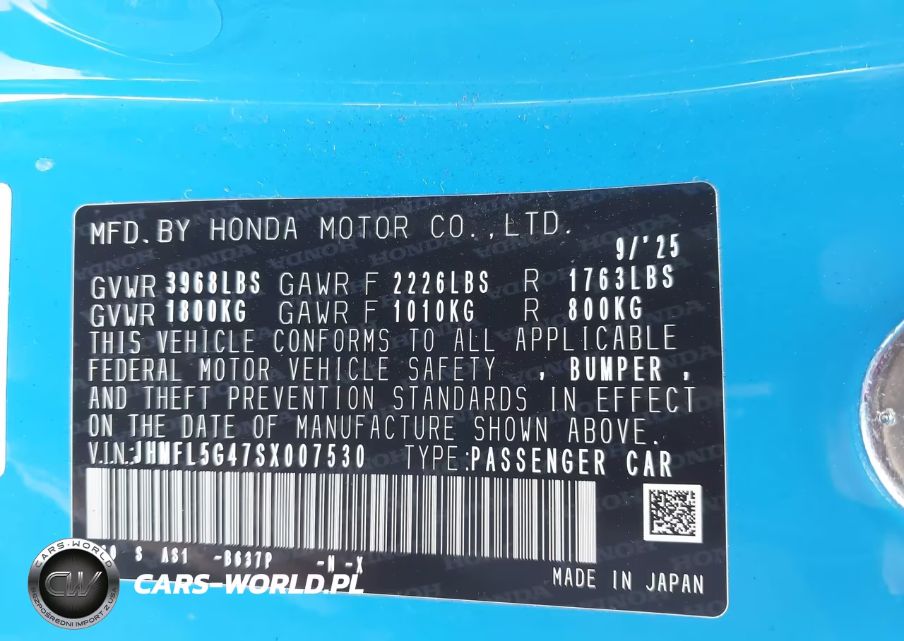2025 Honda Civic Type R VIN:JHMFL5G47SX007530 - 9