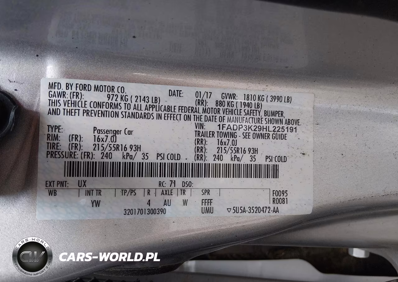 2017 Ford Focus Se VIN:1FADP3K29HL225191 - 9