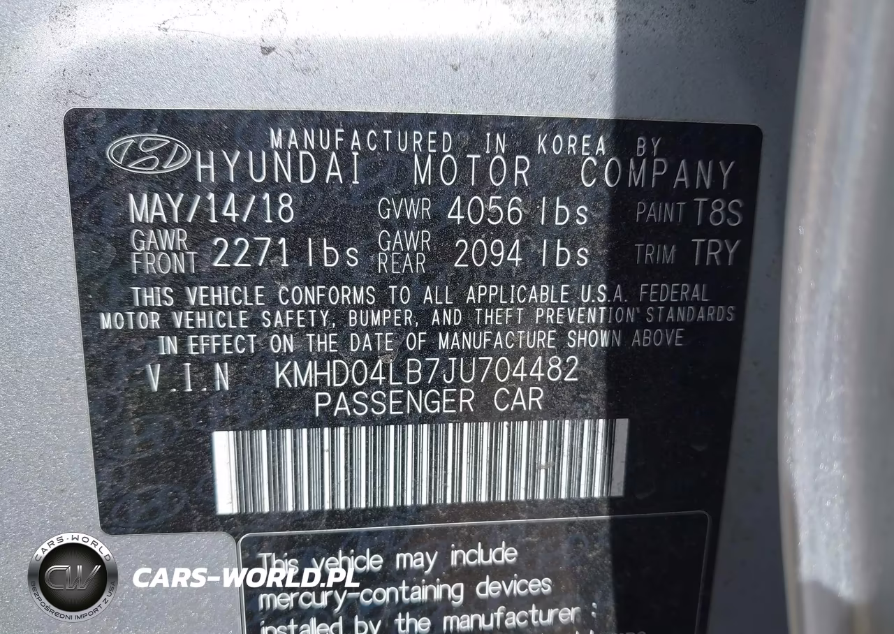 2018 Hyundai Elantra Sport VIN:KMHD04LB7JU704482 - 9