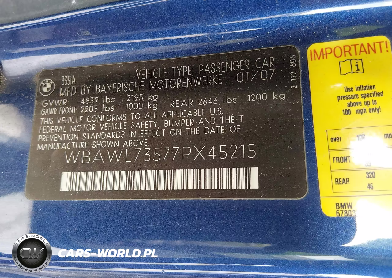 2007 BMW 335I VIN:WBAWL73577PX45215 - 9