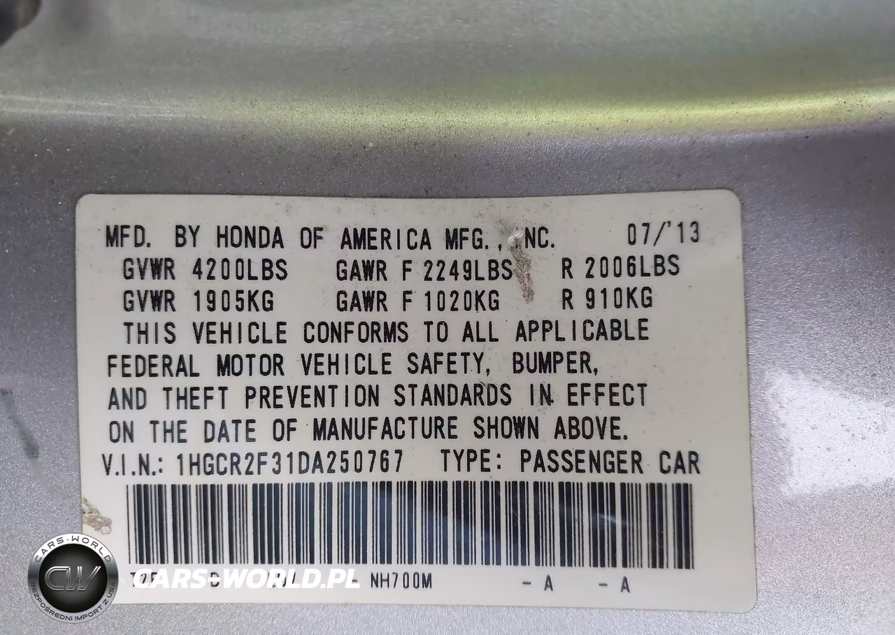 2013 Honda Accord Lx VIN:1HGCR2F31DA250767 - 9