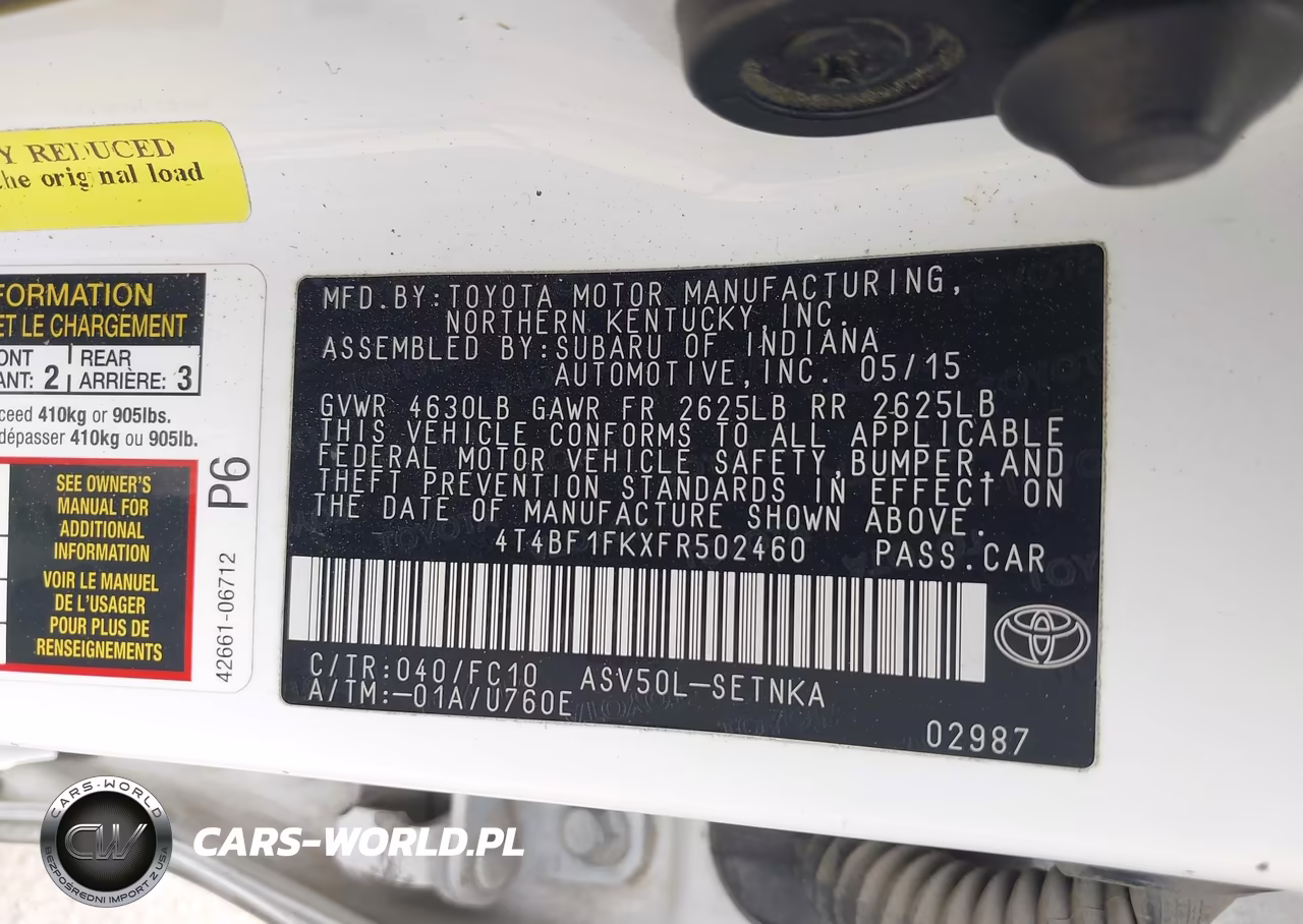 2015 Toyota Camry Le VIN:4T4BF1FKXFR502460 - 9