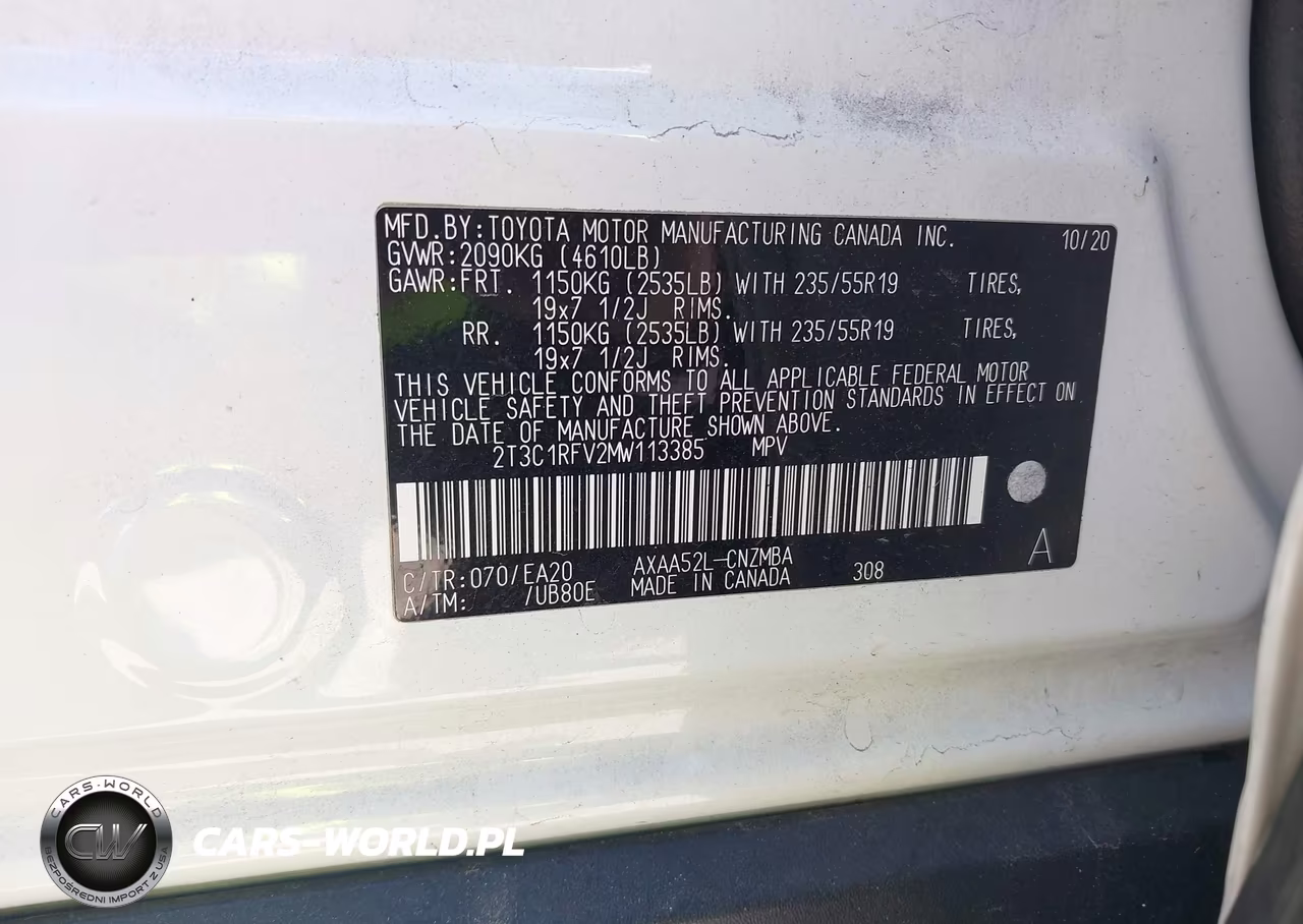 2021 Toyota Rav4 Xle Premium VIN:2T3C1RFV2MW113385 - 9