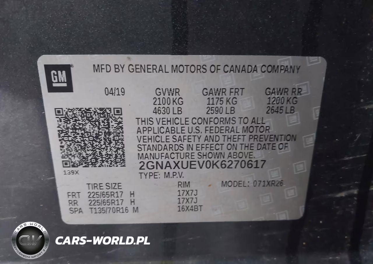 2019 Chevrolet Equinox Lt VIN:2GNAXUEV0K6270617 - 9