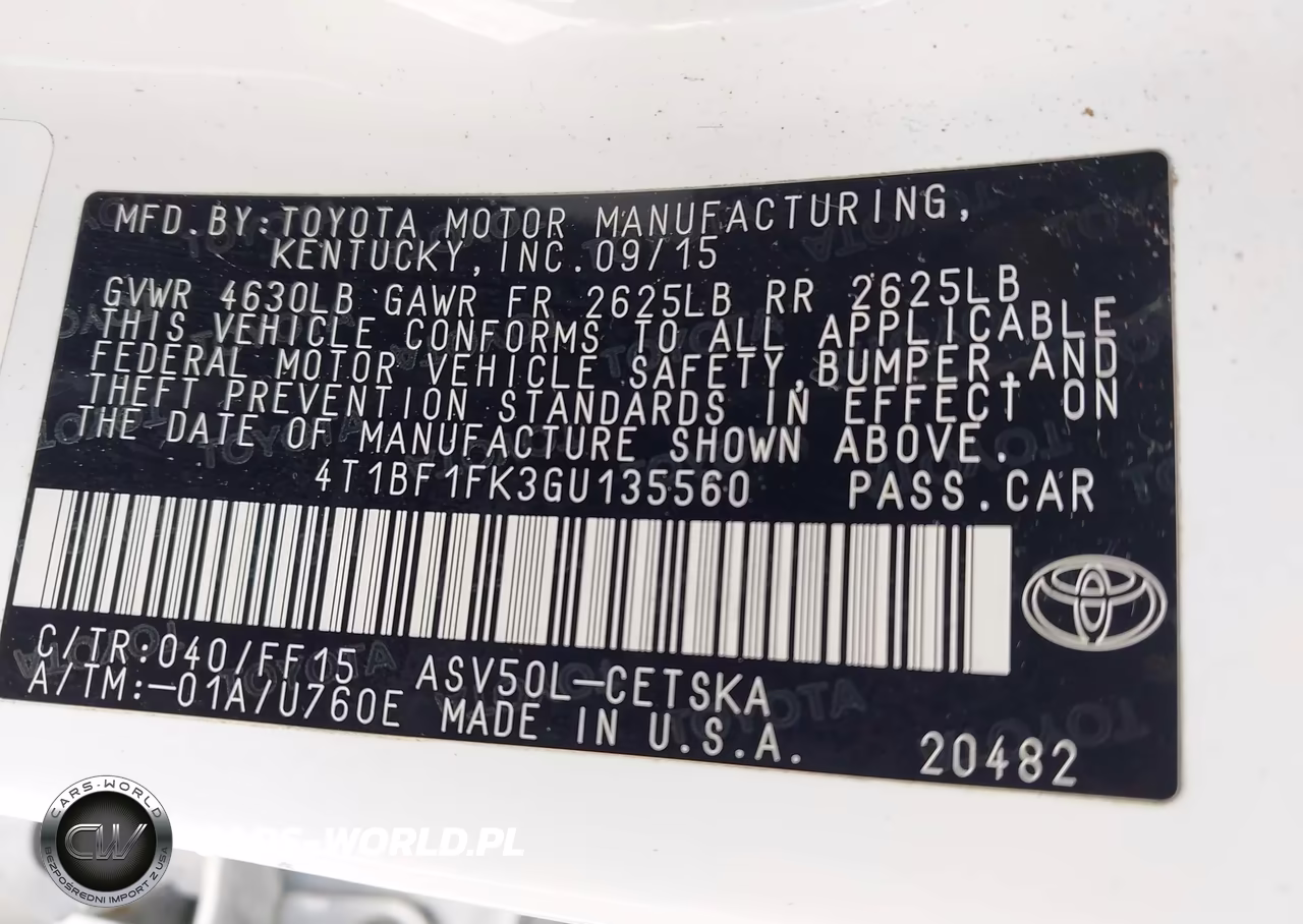 2016 Toyota Camry Se VIN:4T1BF1FK3GU135560 - 9