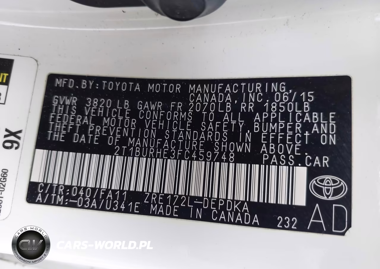 2015 Toyota Corolla L VIN:2T1BURHE3FC459748 - 9