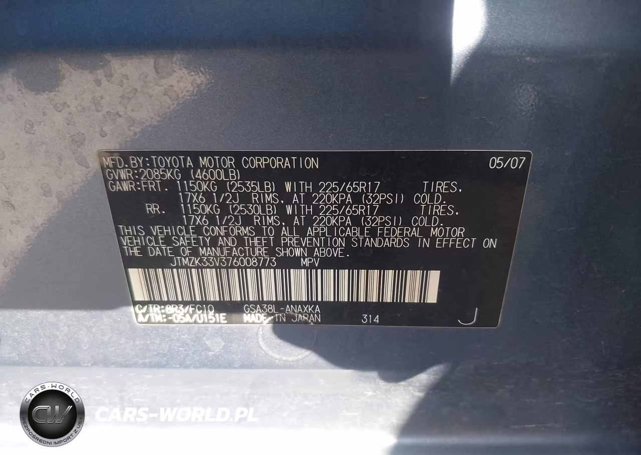 2007 Toyota Rav4 Base V6 VIN:JTMZK33V376008773 - 9