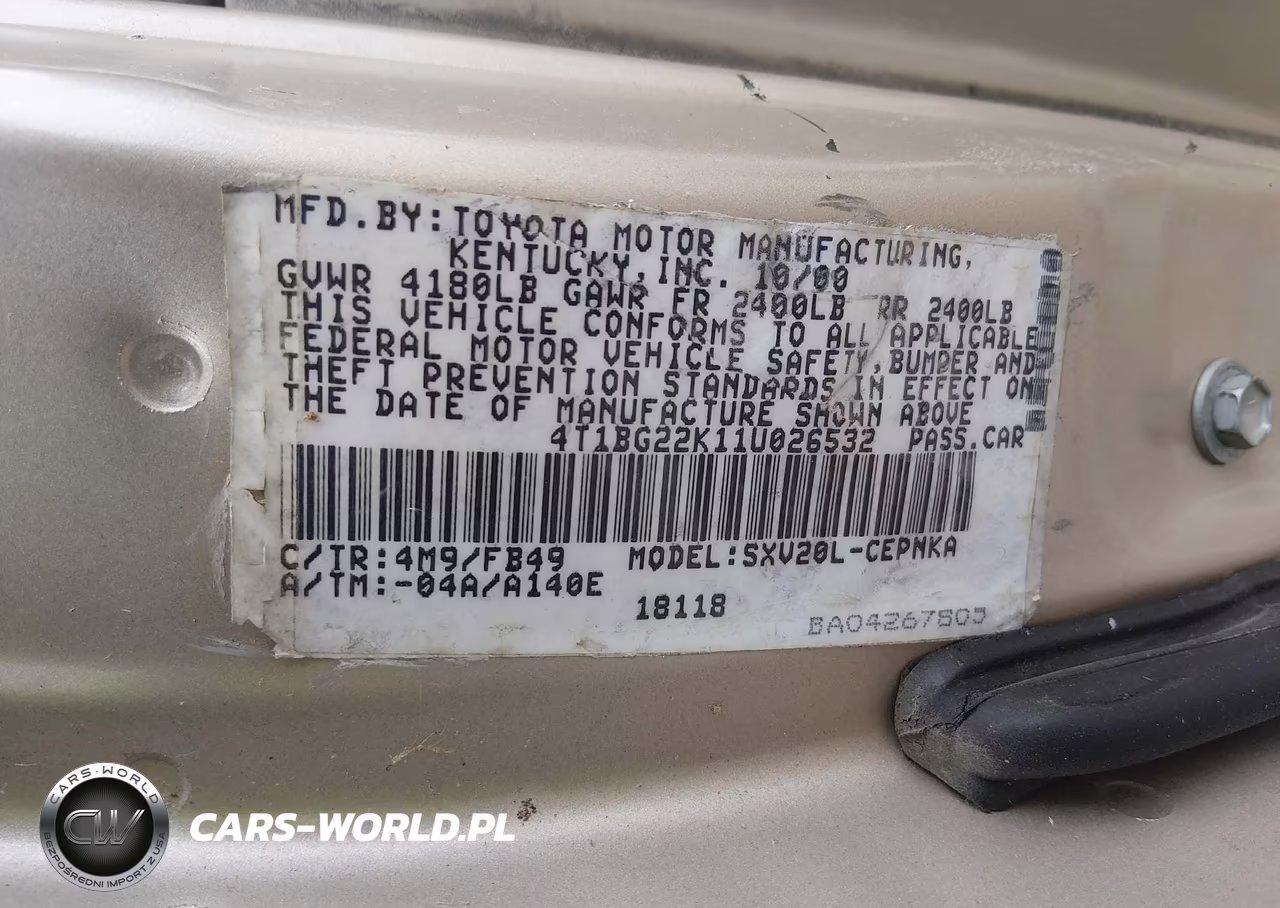 2001 Toyota Camry Le VIN:4T1BG22K11U026532 - 9