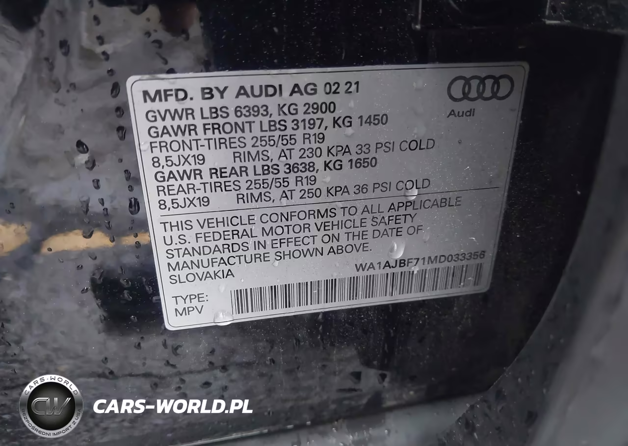 2021 Audi Q7 Premium 45 Tfsi Quattro Tiptronic VIN:WA1AJBF71MD033356 - 9