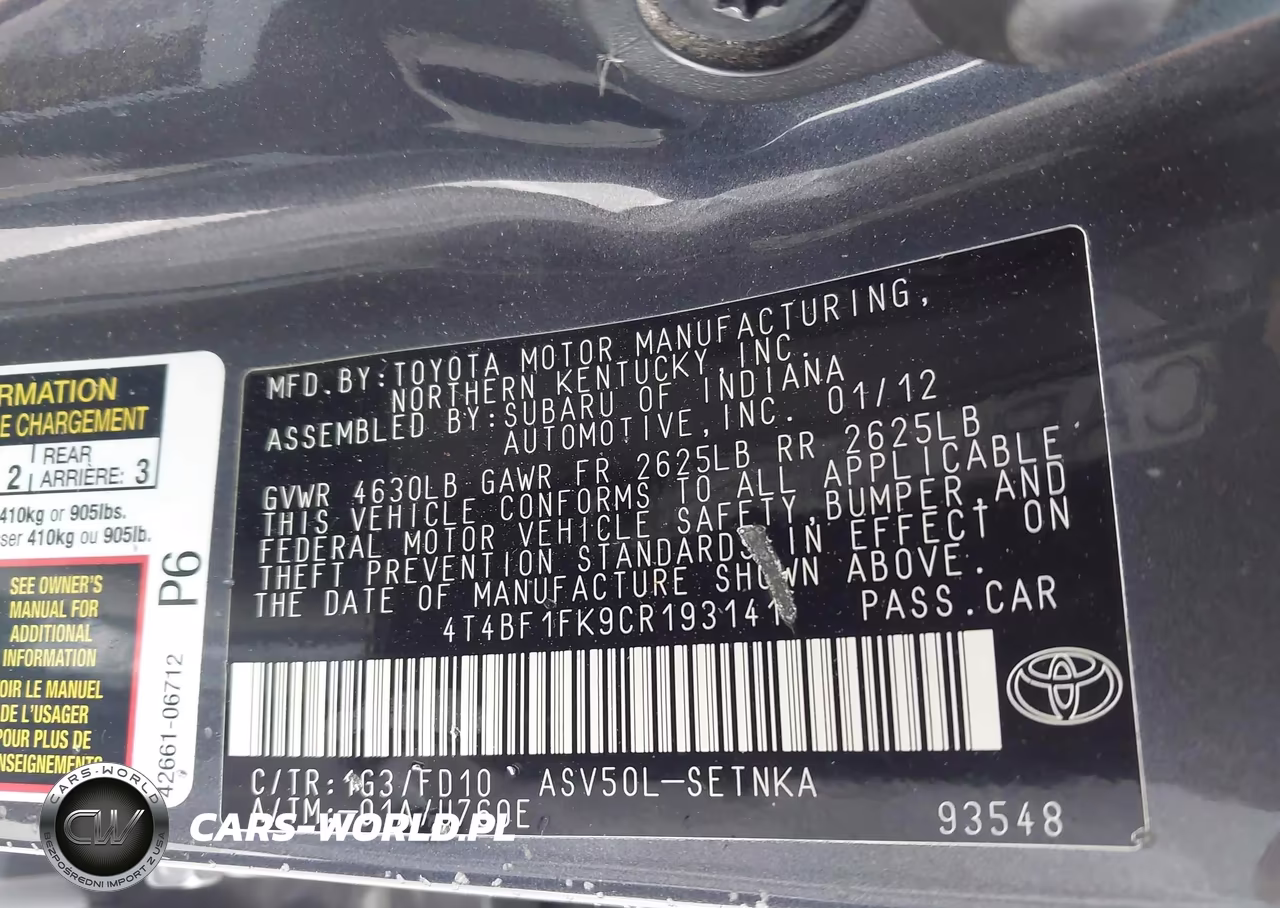 2012 Toyota Camry Le VIN:4T4BF1FK9CR193141 - 9