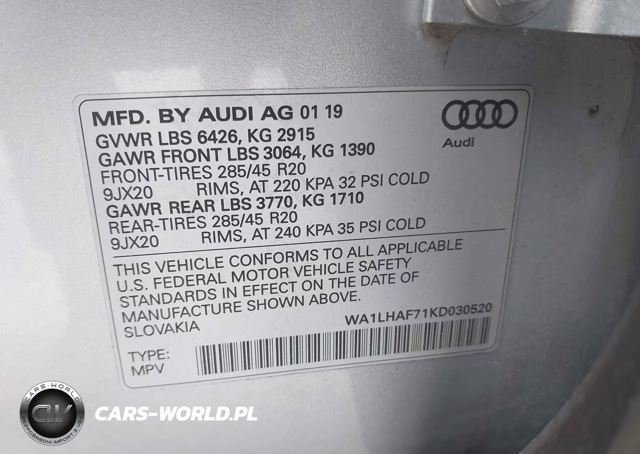 2019 Audi Q7 45 Premium VIN:WA1LHAF71KD030520 - 9