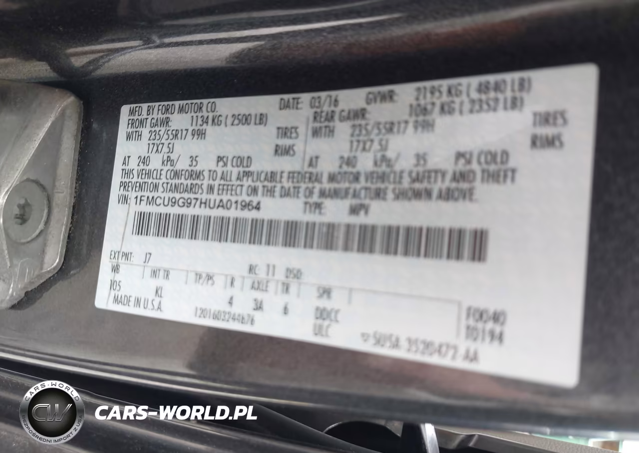 2017 Ford Escape Se VIN:1FMCU9G97HUA01964 - 9