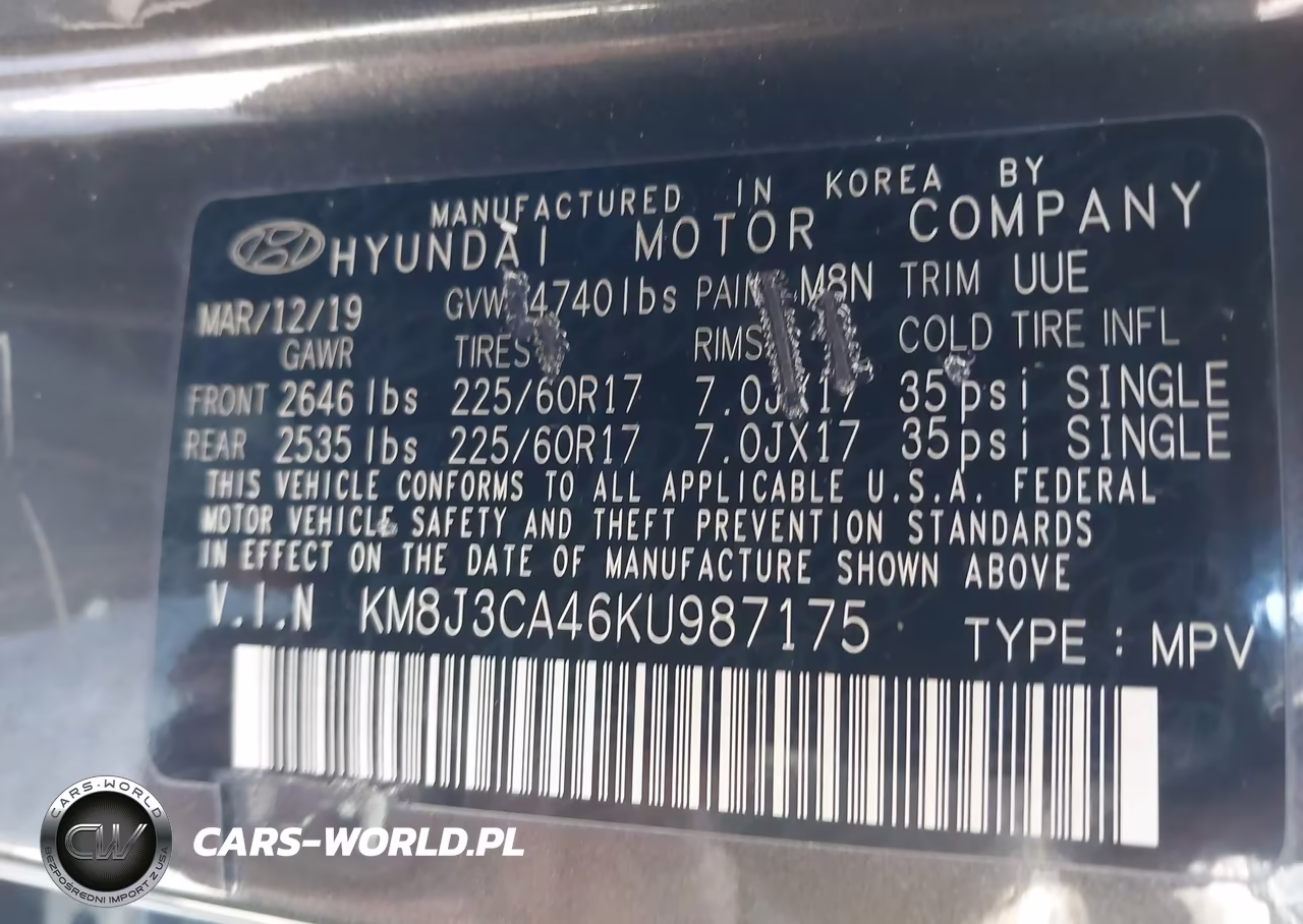 2019 Hyundai Tucson Value VIN:KM8J3CA46KU987175 - 9