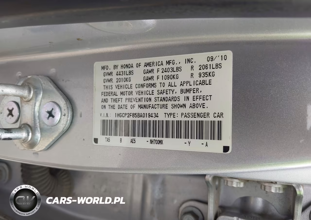 2011 Honda Accord 2.4 Ex-L VIN:1HGCP2F85BA019434 - 9