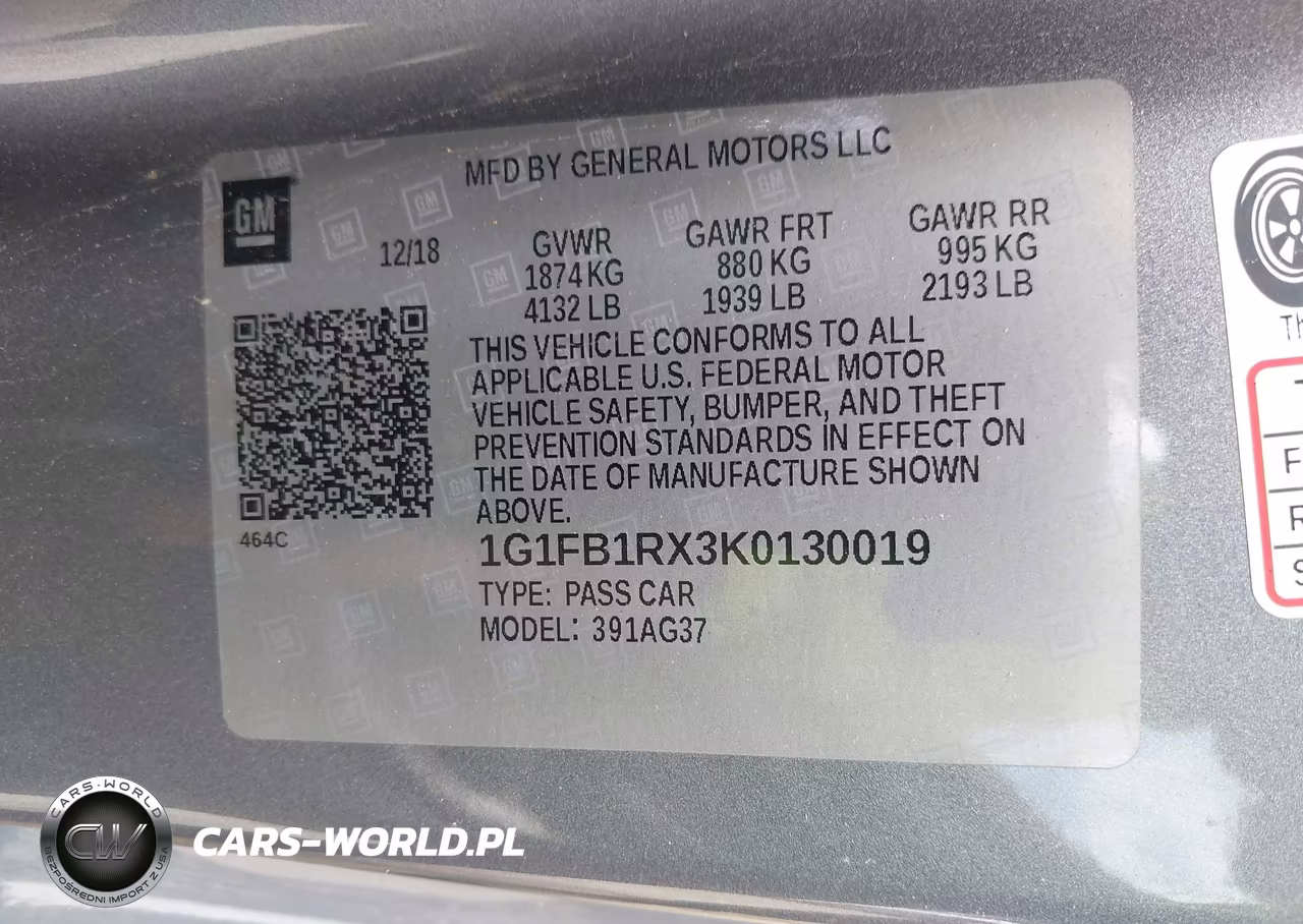 2019 Chevrolet Camaro 1Lt VIN:1G1FB1RX3K0130019 - 9